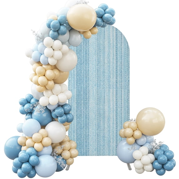 Linen Textured Striped Arch Backdrop Cover 5 ft Farmhouse Sky Blue ...
