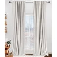 Linen Textured Total Blackout Curtafor Bedroom 80 Inches Long Beige ...