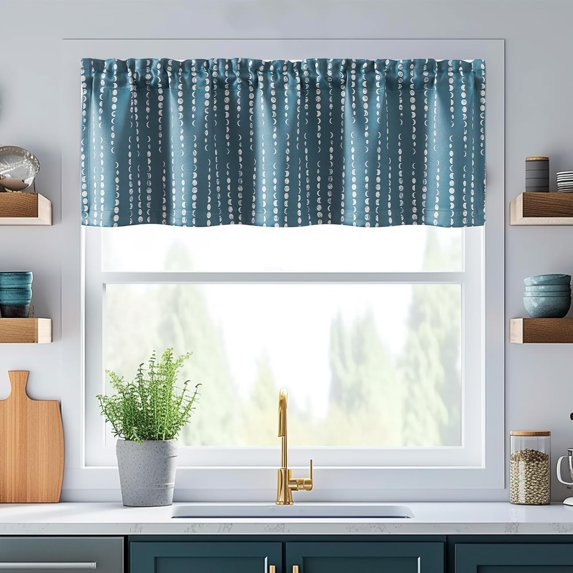 Linen Textured Valance Curtain Striped Kitchen Valance for Small Windows 18 Inch Light Filtering Vertical Stripe Modern Farmhouse Window Topper for Living Room Bathroom 1 Panel Green on White