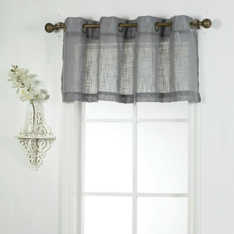 Linen Textured Valance Curtains 18 inches Long for Kitchen