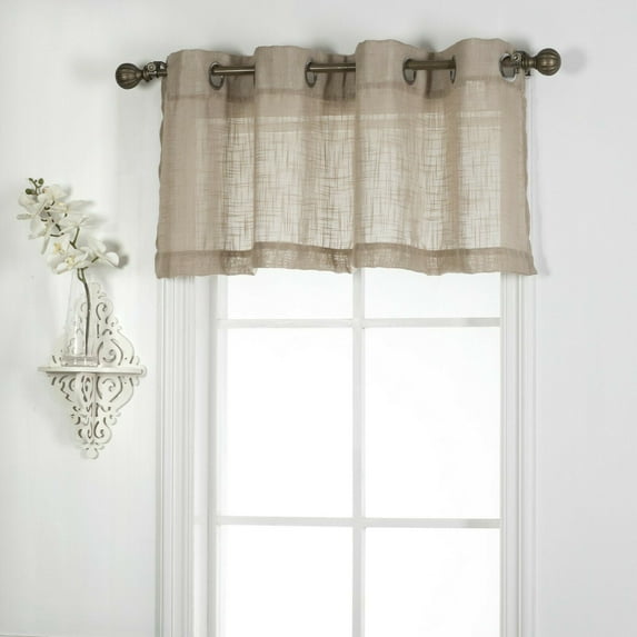 Linen Textured Valance Curtains 18 inches Long for Kitchen, Bedroom, Bathroom 1 Panel Grommet Top (Taupe)