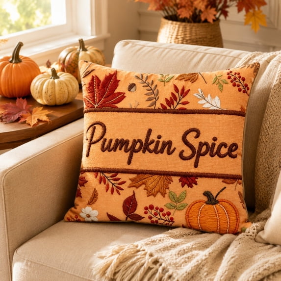 Linen Thanksgiving Pillow Cover 18x18 Inch Fall Pumpkin Maple Leaf, Throw Cushion Case for Couch Sofa Bed Indoor Outdoor