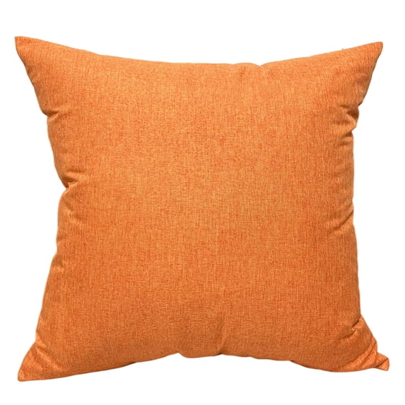 Linen Throw Pillow with Insert 17.7x17.7 in Piped Edge Summer Indoor Outdoor Decorative Cushion for Home ( Orange )