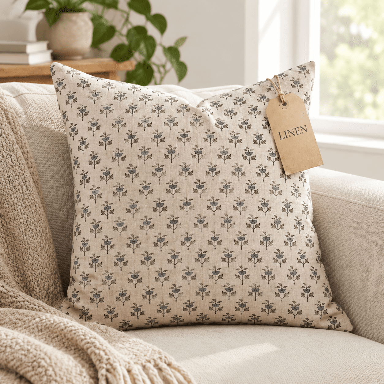 Sand Soft Fall Linen Throwow Covers 20x20 Inch Soft Sand Blue Decorative For Living ...