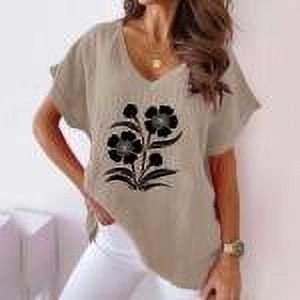 Linen Tops Summer Blouses for Teens 2025 Short Sleeve T Shirts for Women Trendy Plus Size Comfy T Shirts Graphic Oversized Top Get it Fast