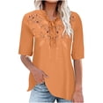 thumbnail image 1 of Linen Tops For Women 2025 Women Work Blouses for Office Professional Womens T Shirts Casual V Neck Summer Clothes for Women Over 50 Shorts, 1 of 5