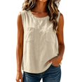 thumbnail image 1 of Linen Tops for Women Casual Pocket Cotton Linen Loose Tank Tops with Camisole Top Lightweight Breathable Comfy Soft Basic Daily Wear Tops by Yigetop Beige L, 1 of 7