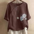 thumbnail image 1 of Linen Tops Trendy Cute Summer Tops for Women 2025 Trendy Short Sleeve Blouse T Shirts Loose Fit Gym T Shirts Graphic Oversized Tops My Items, 1 of 3