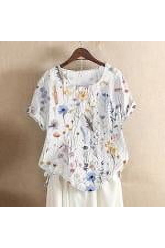 Linen Tops Nice Blouses Trendy Summer Short Sleeve Workout Tops Womens Tops Summer Short Sleeve Womens Tops Casual Graphic Tees Tops Get it Fast