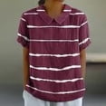 thumbnail image 1 of Linen Tops Womens Summer Tops Casual Cotton Linen Short Sleeve Loose Fitting Short Sleeve Tops T Shirts Trendy Boho Ladies Striped Tees Tops My Items, 1 of 5