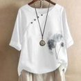 thumbnail image 1 of Linen Tops Womens Summer Tee Shirts Womens Short Sleeve T Shirts Graphic Womens T Shirts Loose Fit Womens T Shirts Graphic Mom Tops Loose Fit My Items, 1 of 3