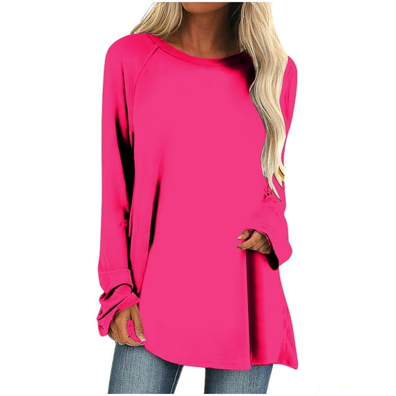 Linen Tops for Women Fall 2024 Women Sweatshirt Clearance $5.00 Casual Crewneck Loose Tops Long Sleeve Sweatshirt