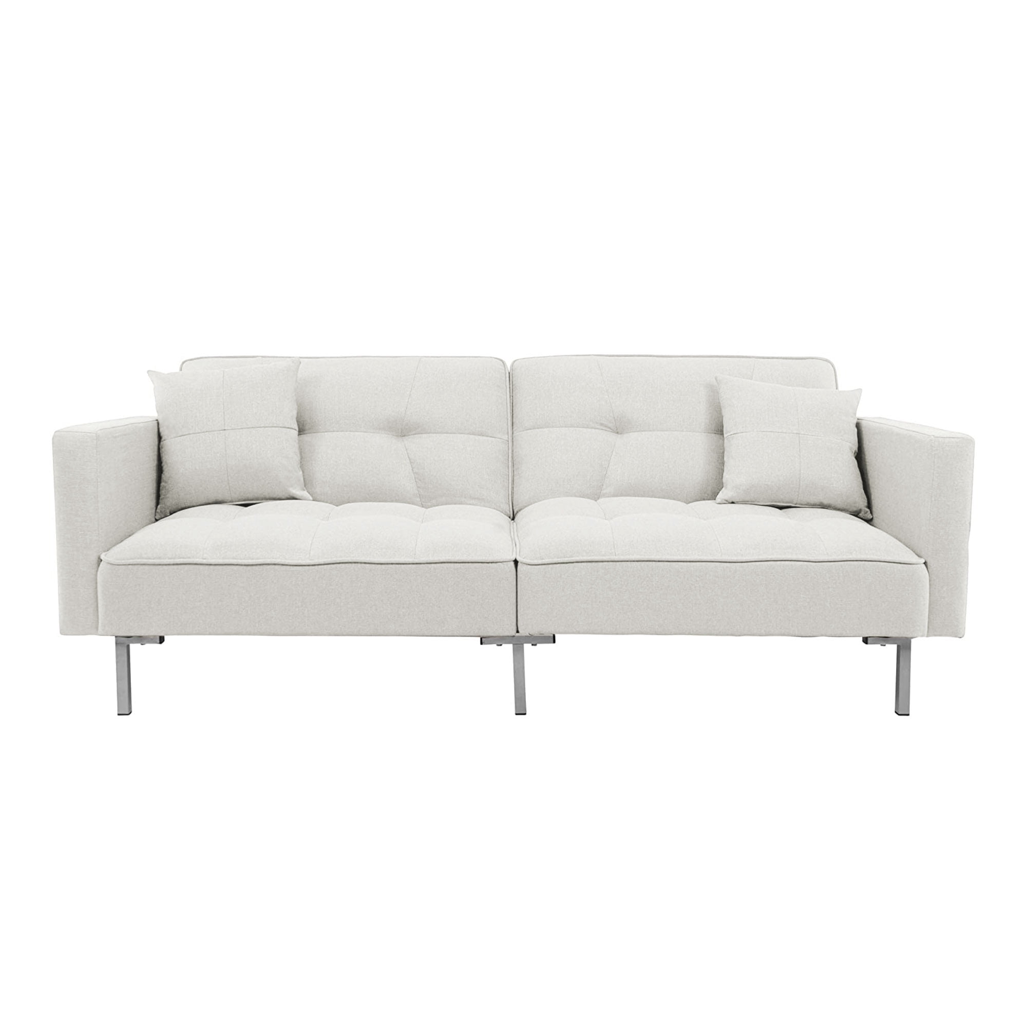Linen Upholstered Convertible Folding Futon Sofa Bed for Compact Living ...