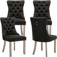 thumbnail image 1 of Linen Upholstered Dining Chairs Set of 4, Black Mid Century Modern Dining Chairs, Kitchen & Dining Room Chairs with Wood Legs, Sillas de Comedor (Black, 4 Pcs), 1 of 11