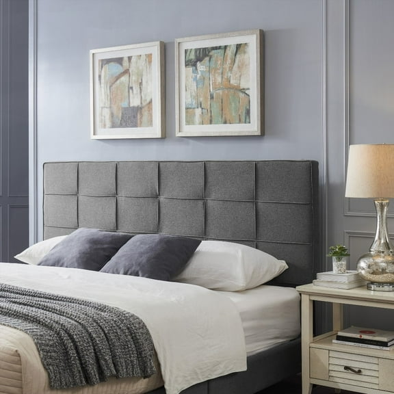 Linen Upholstered Headboards featuring Metal Legs and Square Stitching, Adjustable Cal King Headboard for Bedroom