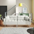 thumbnail image 1 of Linen Upholstered Modern Convertible Futon Couch with 2 Pillows, 3 Adjustable Positions Futon Sofa, Folding Sofa Bed with Metal Legs for Living Space, Apartment and Dorm, White, 1 of 9