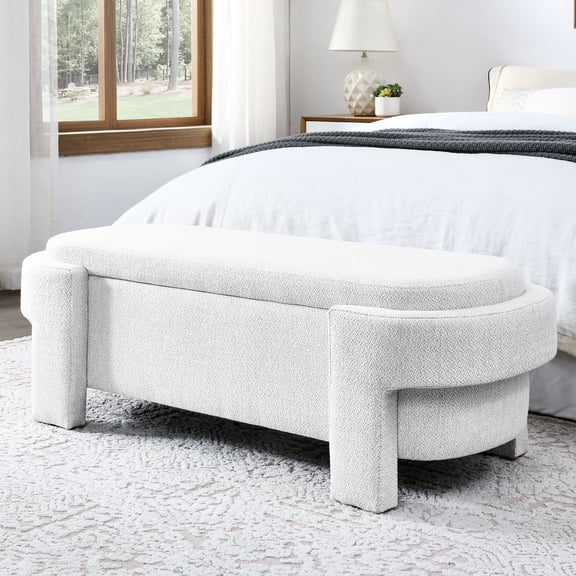 Linen Upholstered Storage Bench | Suitable for Various Home Spaces | Sturdy Turned Legs and Padded Top