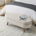thumbnail image 1 of Linen Upholstered Tufted Bench, Storage Ottoman with Padded Seat, Storage Bench with Solid Wood Leg,Coffee Table, Footrest, Large Chest for Entryway, Bedroom, Living Room, Holds up to 660 lb,Beige, 1 of 9