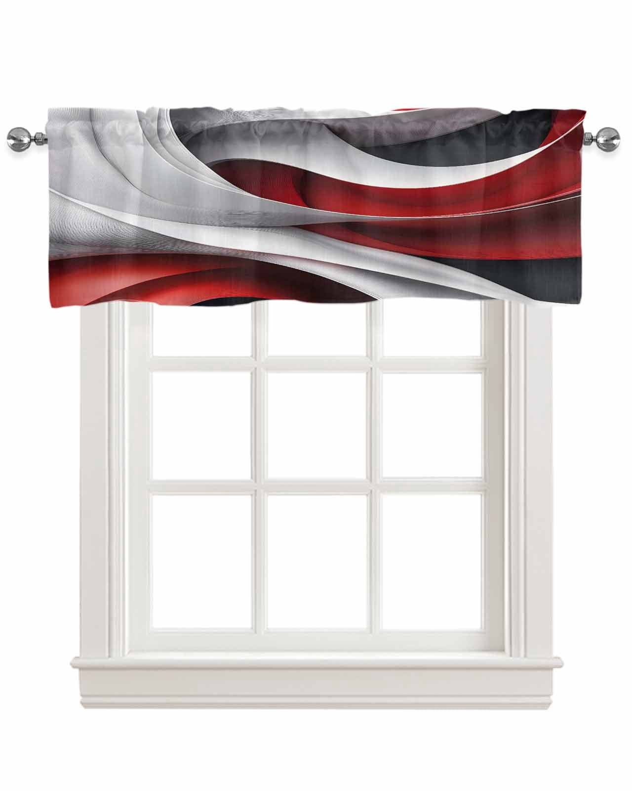 Linen Valance for Windows Red Black White Kitchen Curtain Valances Rod ...