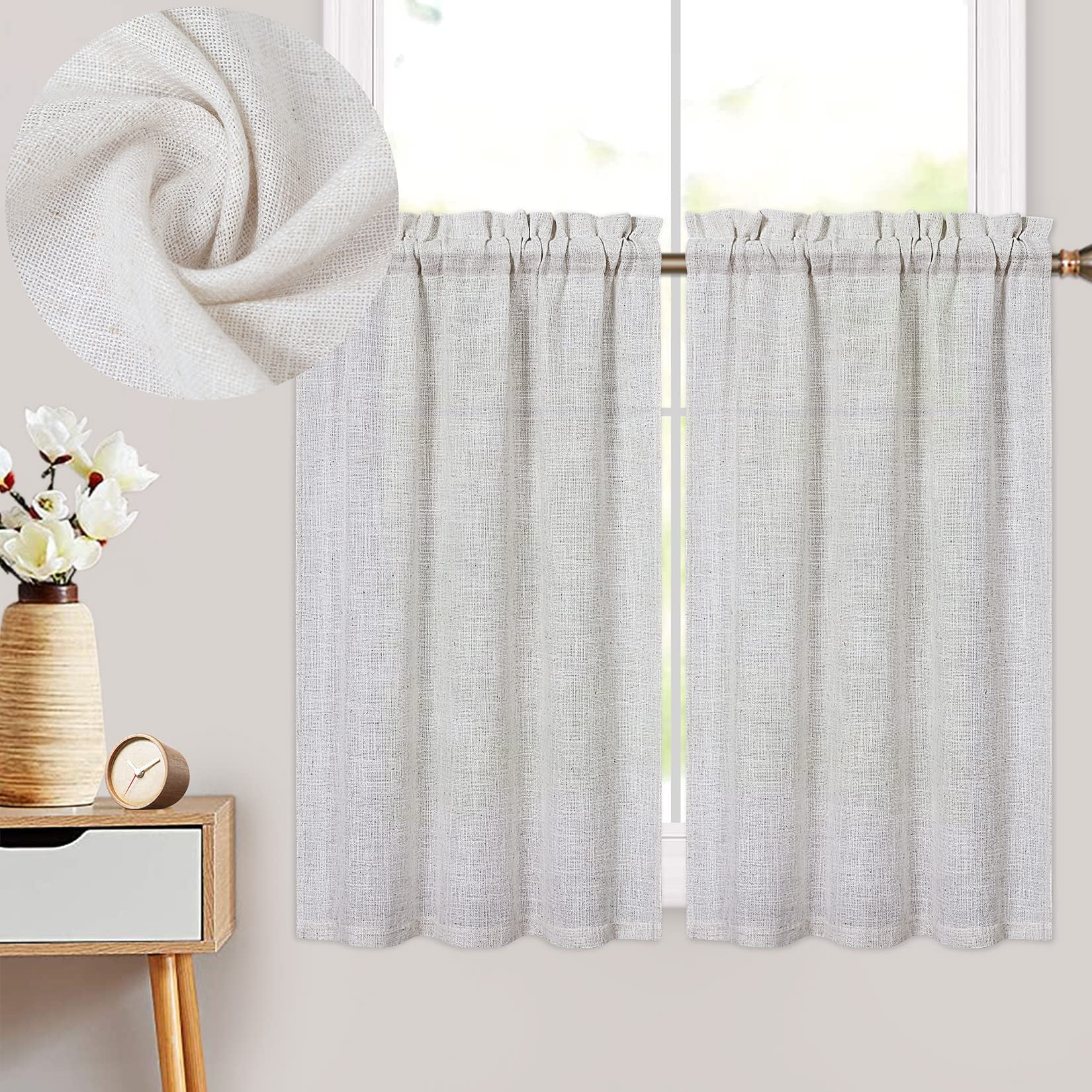Linen Valance for Kitchen Window, Rustic Farmhouse Linen Blend Crude ...