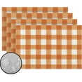 thumbnail image 1 of Linen Watercolor Orange White Buffalo Check Plaid Placemats Set of 4 Gingham Farmhouse Spring Summer Fall Party Decorations and Supplies for Home Kitchen Dining Room Table-12×18'''', 1 of 6