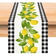 thumbnail image 1 of Linen White and Black Buffalo Plaid Check Lemon Table Runner 72 Inches Long Farmhouse Style Spring Summer Home Kitchen Dinding Room Table Decoration, 1 of 5