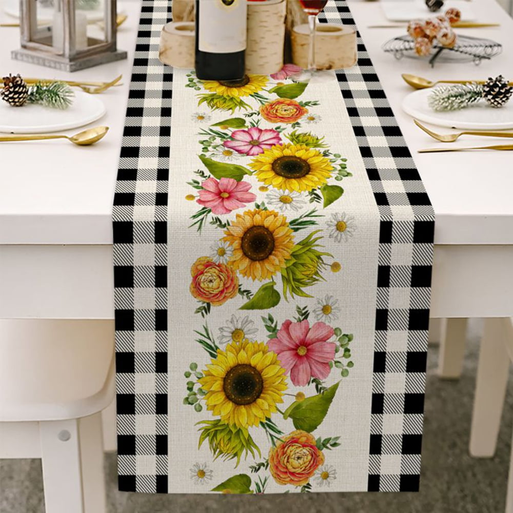 Buffalo Plaid Yellow School Bus Decoration Linen Table Runner Kitchen  Dining Table And Home Party Decor Washable Table Runners - Table Runner -  AliExpress