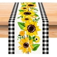 thumbnail image 1 of Linen White and Black Buffalo Plaid Check Sunflower Table Runner 72 Inches Long Spring Summer Fall Autumn Farmhouse Home Kitchen Table Decoration, 1 of 4