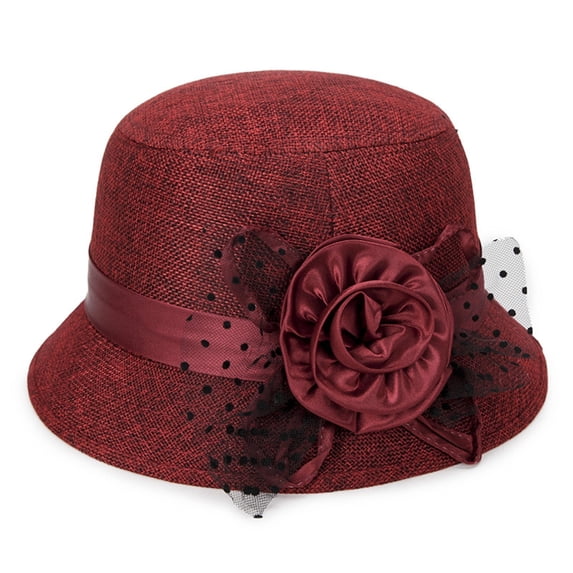 Linen Wide Brim Sun Hat | Upf 50+ Princess-Style Hat for Beach, Resorts & Summer Outfits Under 5$, Hontri Women Vintage Flowers Bucket Cloche Bowler Hat , Red 2, One Size