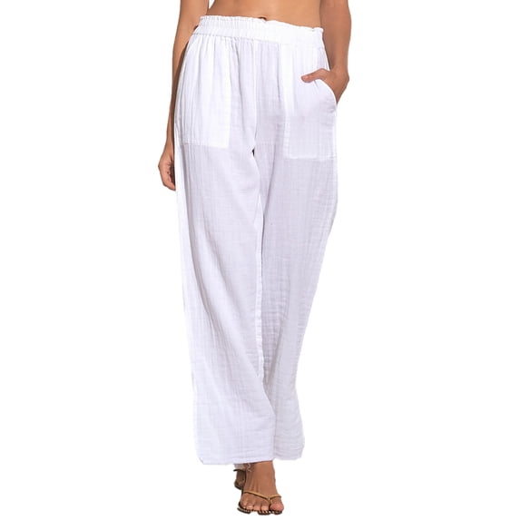 Linen Woven Cover-Up Pants Swimsuit