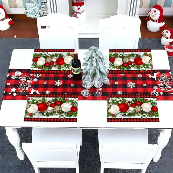 Linen Yule Table Runner Pagan Christmas Tablecloth Scandinavian Straw Goat Julbock Mistletoe Yule Christmas Decorations and Supplies for Home Table-13.8×71''''
