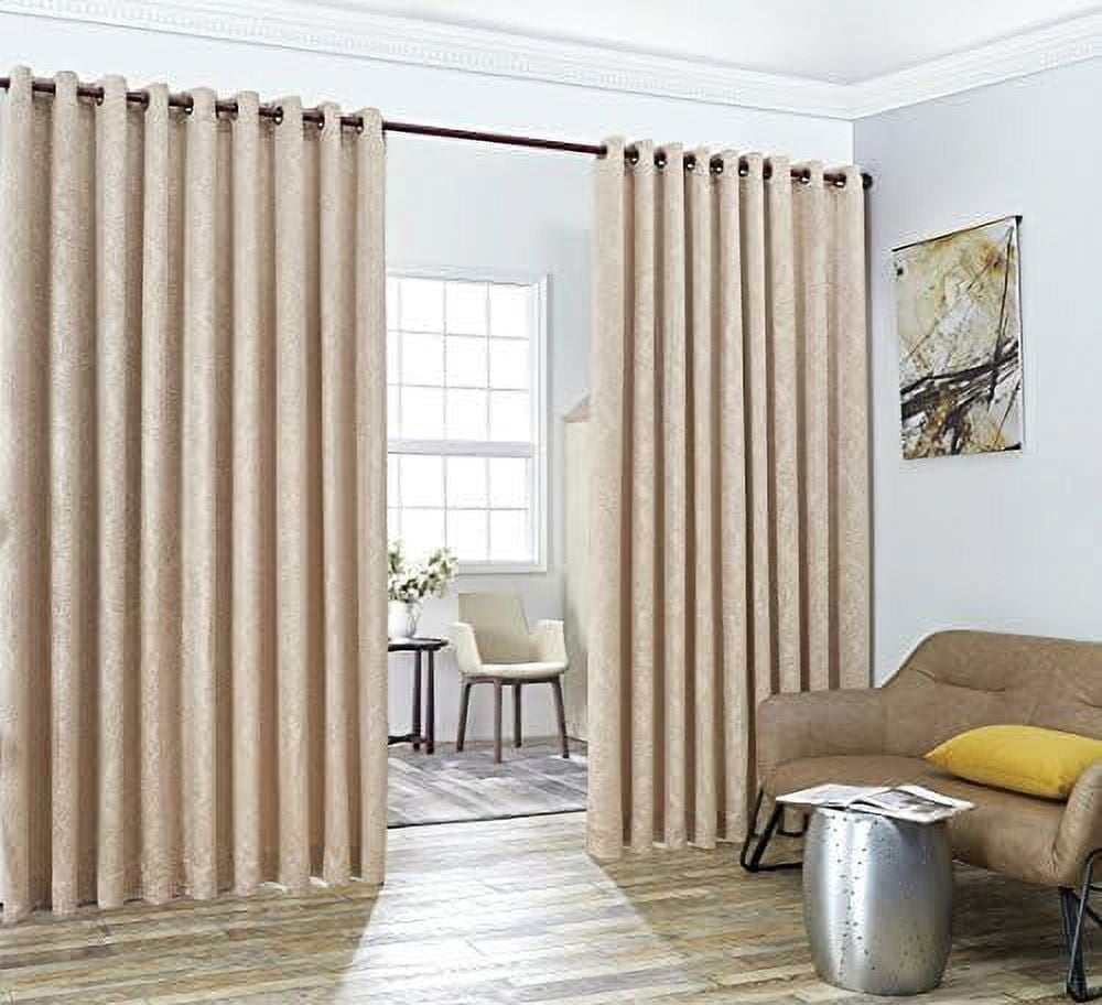 Linen Zone Tan Brown Extra Wide Curtains for Wall Partition. Sliding