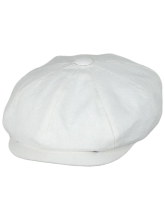 Linen and Cotton Newsboy Cap - L - White