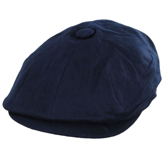 Linen and Cotton Newsboy Cap - S - Navy Blue