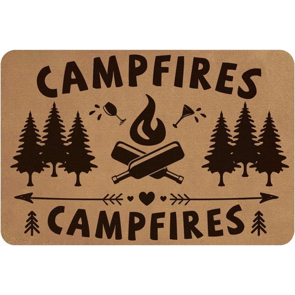 Linen and Rubber Ground Mat Rectangle with Word CAMPFIRES Peru Word 40x60cm
