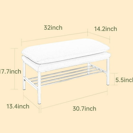 Linen - covered Bench | Offering Extra Seats for Friends | High - density Sponge Padding