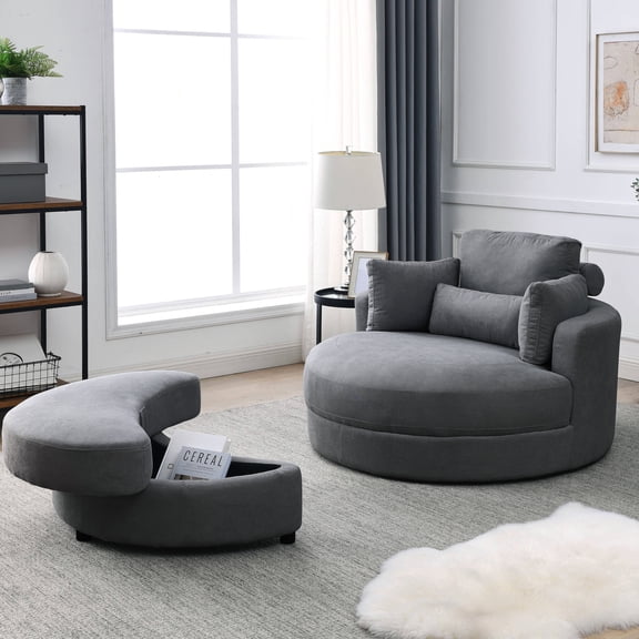 Linen fabric, high - capacity storage ottoman - Enhance living room functionality