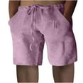 thumbnail image 1 of Linen shorts Big and Tall,Men's Cotton Linen Shorts Elastic Waist Drawstring Relaxed Fit Casual Short Pants with Pockets,Mens Linen Shorts Drawstring, 1 of 7
