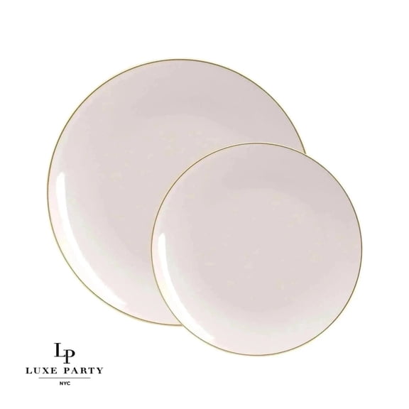Linen w/ Gold Rim 7" Plastic Wedding Salad / Appetizer Plates 10ct.