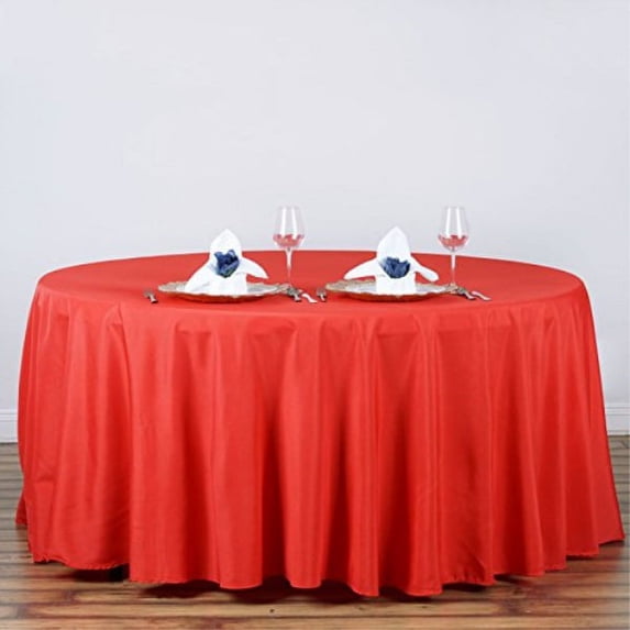 LinenTablecloth 120-Inch Round Polyester Tablecloth Red