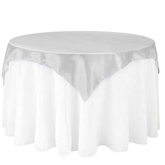 LinenTablecloth 60-Inch Square Satin Overlay Silver