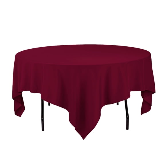 LinenTablecloth 85 in Square Polyester Tablecloth Burgundy