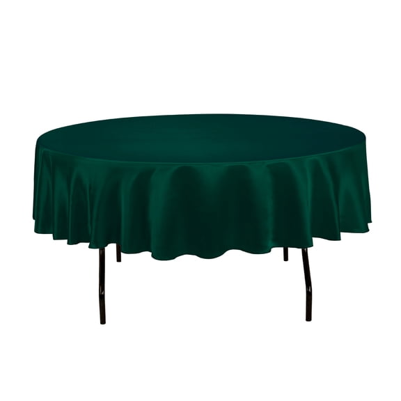 LinenTablecloth 90 in Round Satin Tablecloth Hunter Green