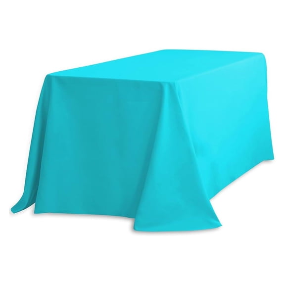 LinenTablecloth 90 x 132-Inch Rectangular Polyester Tablecloth with Rounded Corners, Turquoise