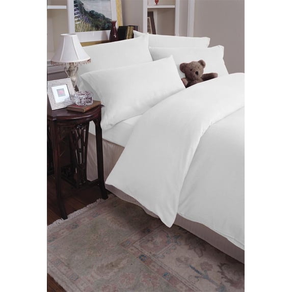 Linens Factory Flannel Sheet Set 4-Piece Solid White