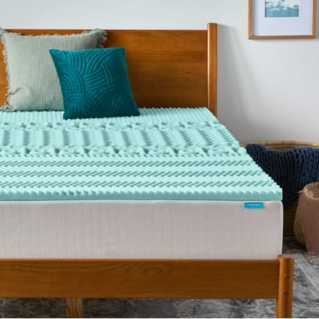 Linenspa 1.5" 7-Zone Cooling Gel and Green Tea Infused Memory Foam Mattress Topper, Twin
