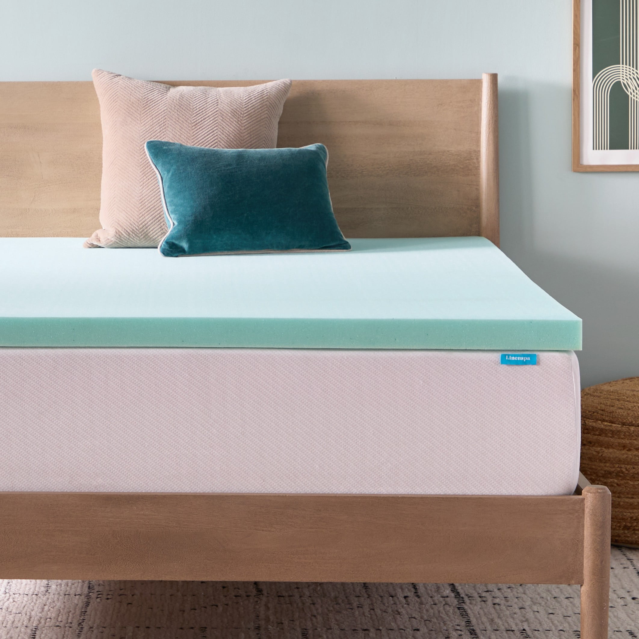 Linenspa 2" Cooling Gel and Green Tea Infused Memory Foam Mattress Topper, King