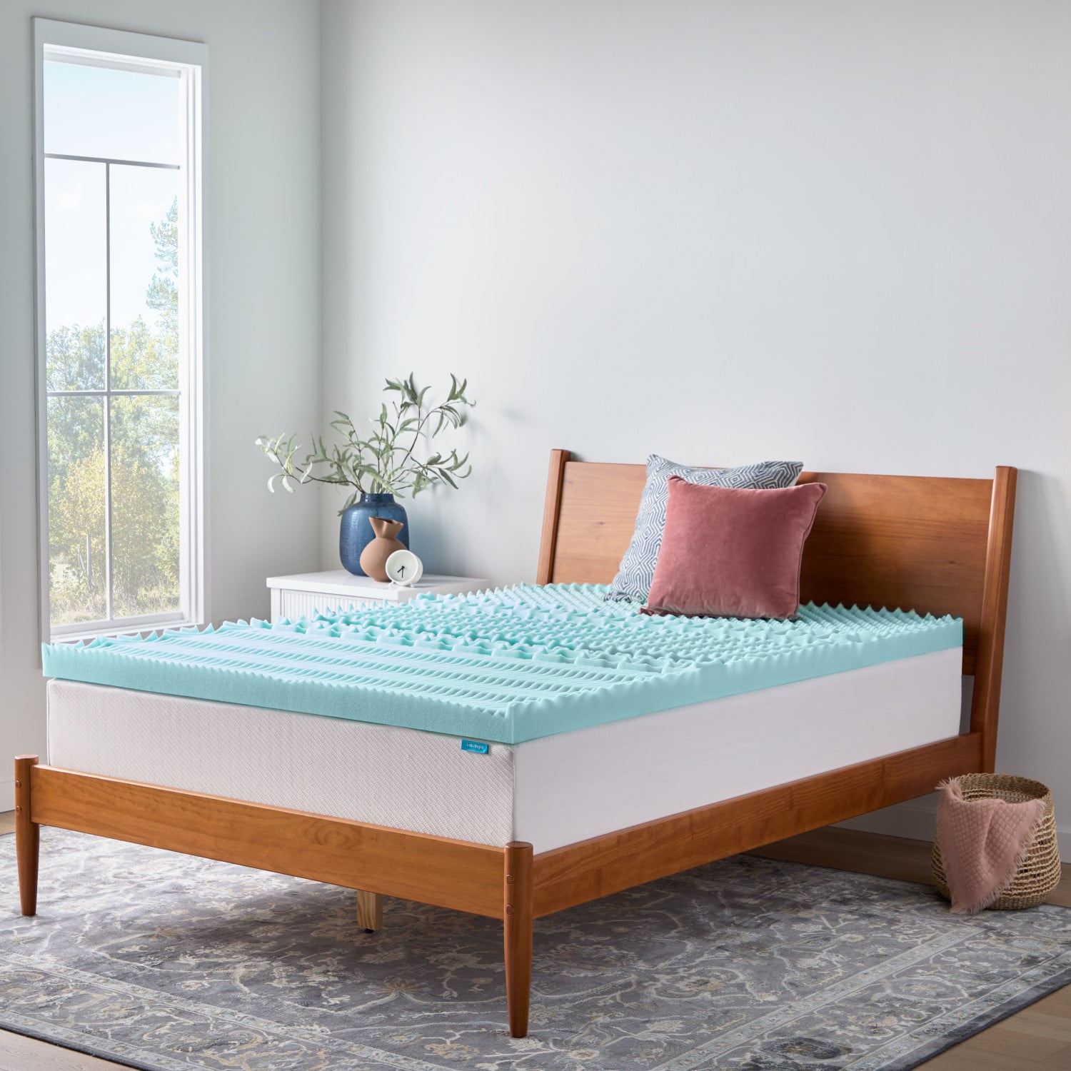 Linenspa 3" 7-Zone Cooling Gel and Green Tea Infused Memory Foam Mattress Topper, Full