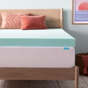 Linenspa 4" Cooling Gel and Green Tea Infused Memory Foam Mattress Topper, Full