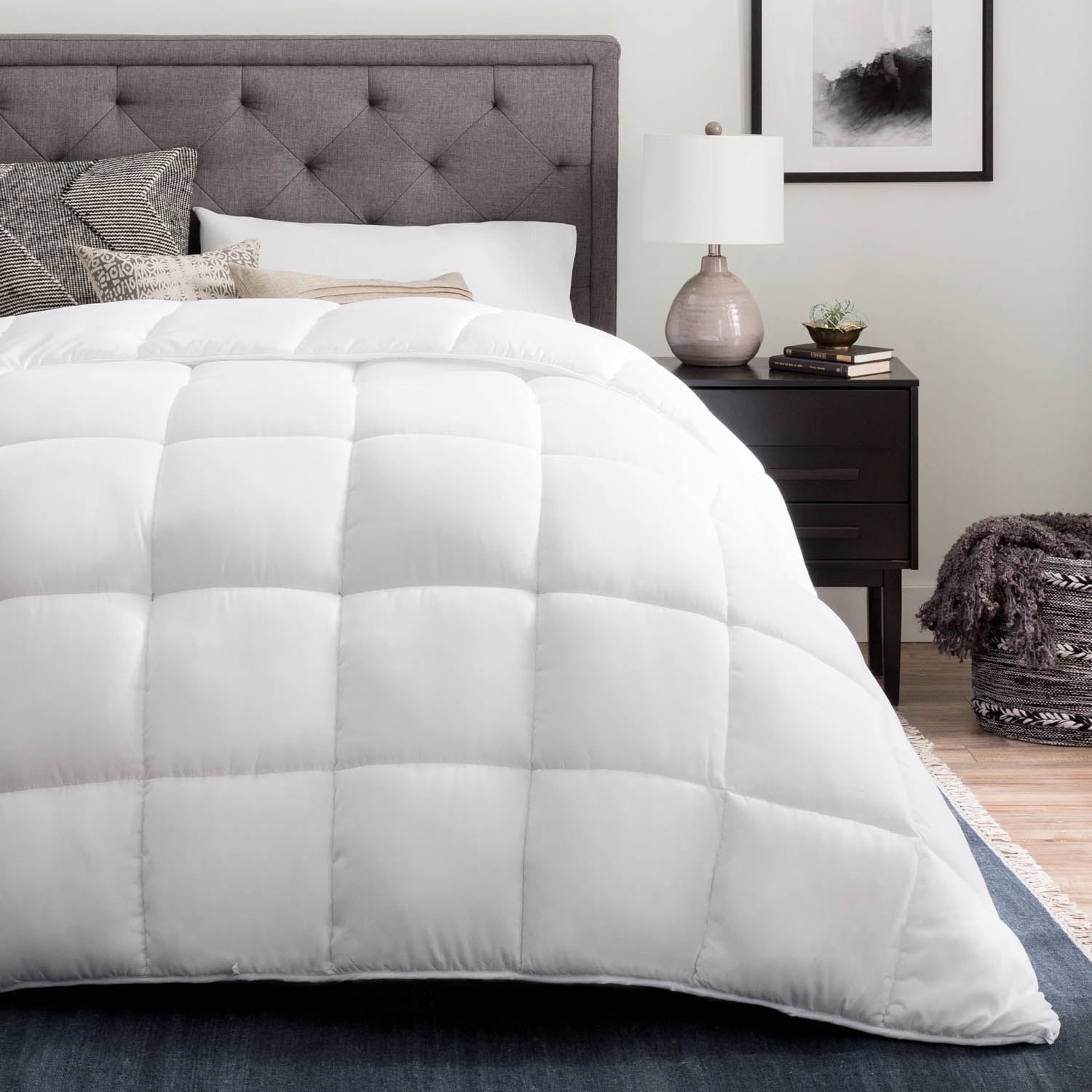 Linenspa White Down Alternative Comforter and Duvet Insert, for California King Size Bed - All-Season Comforter with Box Stitch and 8 Duvet Loops - Bedding for Kids, Teens, and Adults